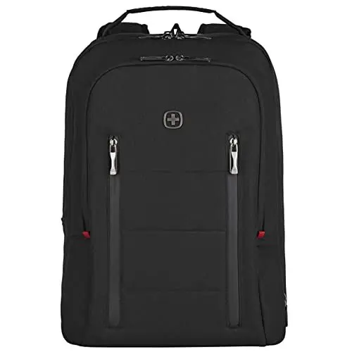 Produktbild: WENGER CityTraveler Laptop-Rucksack, Kompakt, Notebook bis 16 Zoll, Tablet bis 12 Zoll, 16 l, Damen Herren, Business Uni Schule Reisen, Schwarz, 606490