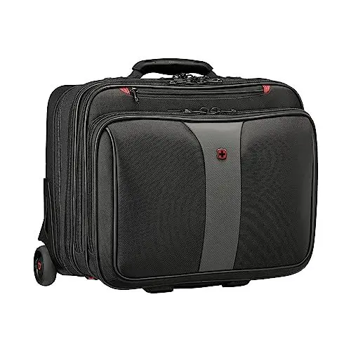 Produktbild: WENGER Patriot Trolley Laptop-Tasche, Notebook bis 17 Zoll, Tablet bis 10 Zoll, Aktentasche zum Rollen, Organizer, 38 l, Damen Herren, Büro Business-Reisen, Schwarz, 612259