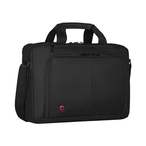 Produktbild: WENGER Source Laptop-Tasche zum Umhängen, Notebook bis 16 Zoll, Tabletfach bis 10 Zoll, Aktentasche, Organizer, 8 l, Damen Herren, Büro Business-Reisen Uni, Schwarz, 601066