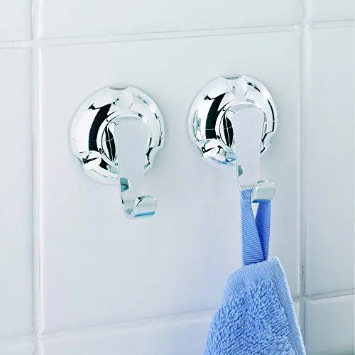 Produktbild: WENKO 16875100 Super-Loc Wandhaken-Set - 2er Set, Befestigen ohne bohren, Kunststoff, 5.2 x 6.5 x 4.3 cm, Chrom