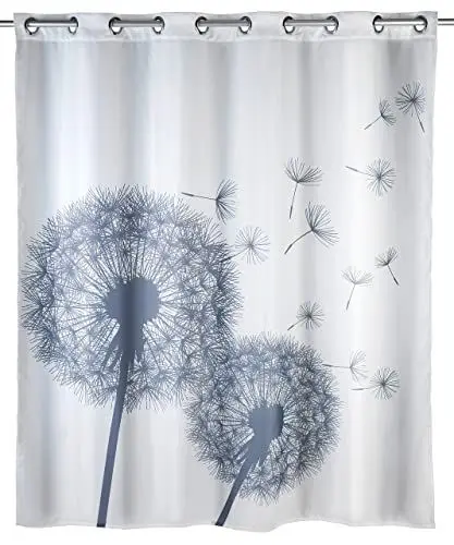 Produktbild: WENKO Anti-Schimmel Duschvorhang Astera Flex, Textil-Vorhang mit Antischimmel Effekt, große integrierte Ringe zur Befestigung an der Duschstange, waschbar,wasserabweisend, 180 x 200 cm