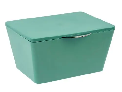 Produktbild: WENKO Aufbewahrungsbox mit Deckel Brasil Grün - Aufbewahrungskorb, Badkorb mit Deckel, Kunststoff (TPE), 19 x 10 x 15.5 cm, Grün, 10 x 15.5 x 19 cm