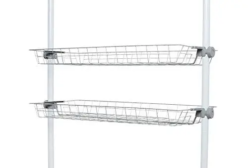 Produktbild: WENKO Aufbewahrungskorb Herkules, 2er Set Ergänzungs-Korb für individuell verstellbares Ordnungssystem, Ablage als Erweiterung zum Teleskop-System Herkules, 94 x 8 x 38 cm, aus Metall in Grau
