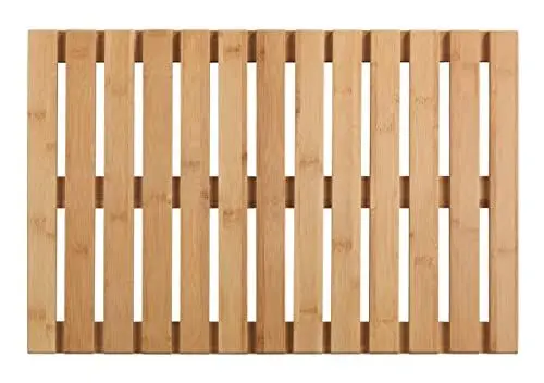 Produktbild: WENKO Baderost Mod. Indoor & Outdoor Bambus rutschfeste Badematte aus umweltfreundlichem Bambus für Dusche Badewanne und Poolbereich 60 x 40 cm