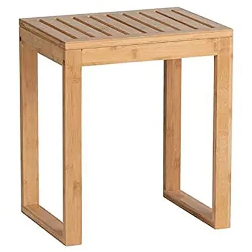 Produktbild: WENKO Badhocker Mod. Bamboo, Hocker für Bad und Gäste-WC, Möbelstück aus Bambus, Sitzgelegenheit und Ablagefläche für Wohn- und Schlafräume, schöner Tritt, 40 x 30 x 46 cm, Natur