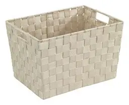 Produktbild: WENKO Badkorb Adria, Aufbewahrungskorb in Trend-Design, ideal für Haushalt, Küche und Bad, hochwertiges Kunststoffgeflecht mit Metallstangen für extra Stabilität, 35 x 22 x 25,5 cm, Beige