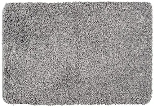 Produktbild: WENKO Badteppich Mélange Light Grey, 60 x 90 cm - Badematte, sicher, flauschig, fusselfrei, Polyester, 60 x 90 cm, Hellgrau