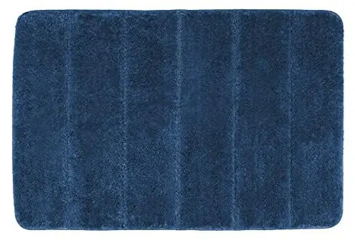 Produktbild: WENKO Badteppich Steps Marine Blue, 60 x 90 cm - Badematte, rutschhemmend, außergewöhnlich weiche und dichte Qualität, Polyester, 60 x 90 cm, Blau