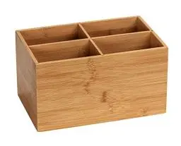 Produktbild: WENKO Bambus Box Terra 4 Fächer, Aufbewahrungsdose für Schmuck, Bürobedarf & Kosmetik, übersichtliche Aufbewahrung von kleinen Utensilien in vier Fächern, ideal für das Bad, 22 x 12 x 14 cm, Natur