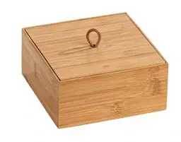 Produktbild: WENKO Bambus Box Terra mit Deckel M, Organizer-Dose für Küche, Bad und den gesamten Haushalt für Badartikel, Küchenutensilien oder Süßigkeiten, mit praktischer Schlaufe, 15 x 7 x 15 cm, Natur