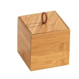Produktbild: WENKO Bambus Box Terra mit Deckel S, Organizer-Dose für Küche, Bad und den gesamten Haushalt für Badartikel, Küchenutensilien oder Süßigkeiten, mit praktischer Schlaufe, 9 x 9 x 9 cm, Natur