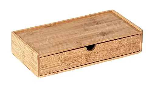 Produktbild: WENKO Bambus Box Terra mit Schublade, Versteckte Aufbewahrung von kleinen Utensilien, 28 x 6 x 14 cm, Natur