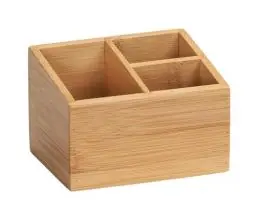 Produktbild: WENKO Bambus Organizer Terra mit 3 Fächern, Aufbewahrungsbox für Bürobedarf, Pinsel und Küchenzubehör aus Bambus mit 3 separierten Ablagemöglichkeiten für Bad & Haushalt, 12 x 8,5 x 9 cm, Natur