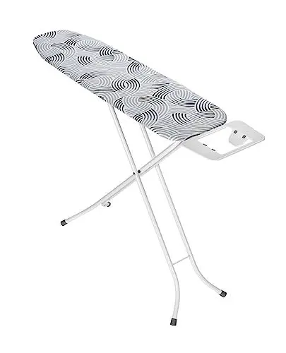 Produktbild: WENKO Bügeltisch Base, solides Einstiegsbügelbrett, dampfbügelgeeignet, höhenverstellbar 73-90 cm, Rundrohr Ø 20 mm aus pulverbeschichtetem Metall, Bügelfläche 110 x 30 cm, 5 mm Polsterung