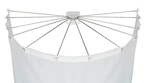 Produktbild: WENKO Duschschirm mit Edelstahl 12 Armen, Duschspinne als Duschvorhang, Duschvorhanghalter, 96 x 10,5 x 72 cm, Weiß