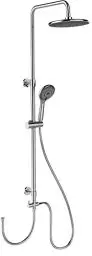 Produktbild: WENKO Duschsystem Watersaving, Duschstange mit wassersparendem Regenduschkopf und Handbrause, Höhenverstellbar, Edelstahl, 75-120 cm, Chrom