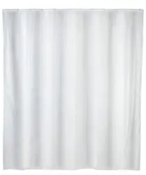 Produktbild: WENKO Duschvorhang Uni Weiß, Textil-Vorhang fürs Badezimmer, mit Ringen zur Befestigung an der Duschstange, waschbar, wasserabweisend, 180 x 200 cm