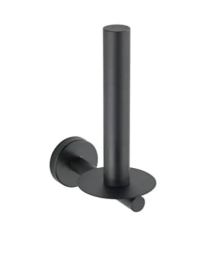 Produktbild: WENKO Ersatzrollenhalter Mod. Bosio Black, Wandhalter für Toilettenpapier aus Edelstahl, matt lackierte Oberfläche, 8 x 18 x 12,5 cm