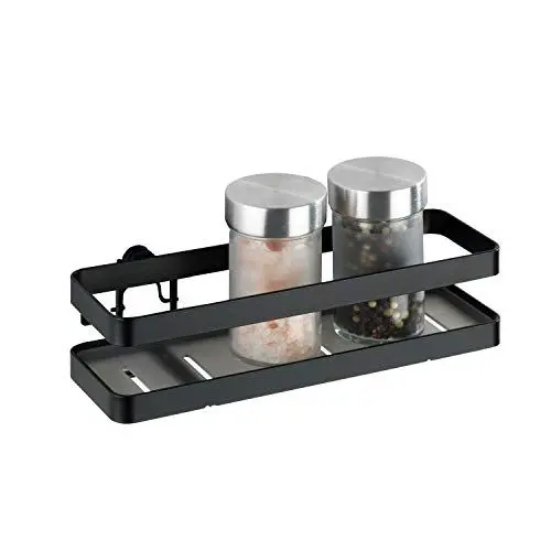 Produktbild: WENKO Gewürzregal Gala, Gewürzständer für Gewürze und Küchenutensilien, griffbereite und übersichtliche Aufbewahrung, aus hochwertigem pulverbeschichtetem Flachstahl in Schwarz, 22 x 5,5 x 7 cm