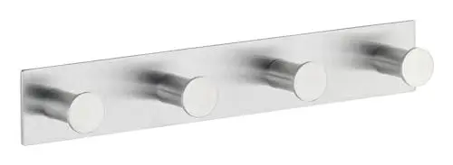 Produktbild: WENKO Hakenleiste Mod. Celano Edelstahl matt rechteckig mit vier Aufhängemöglichkeiten ideal für Handtücher und Badetücher Maße 25,5 x 4 x 3,3 cm