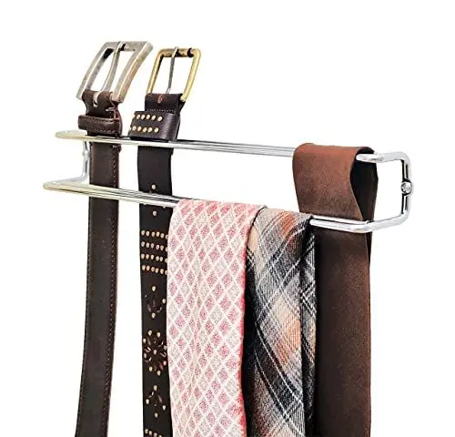 Produktbild: WENKO Halter für Krawatten und Gürtel, Krawattenhalter zur Befestigung im Kleiderschrank, verchromtes Metall, 36 x 5 x 4,5 cm