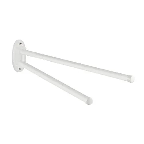 Produktbild: WENKO Handtuchhalter Mod. Basic mit Zwei beweglichen Armen für Handtücher aus hochwertigem lackiertem Metall in Weiß Maße 4,5 x 9,5 x 41 cm