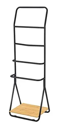 Produktbild: WENKO Handtuchhalter Verona Schwarz matt, Handtuchständer und Kleiderständer, kann vor den Heizkörper gestellt Werden, lackierter Stahl, 51 x 156,5 x 40 cm