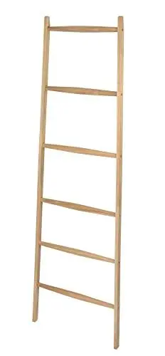 Produktbild: WENKO Handtuchleiter Mod. Acina, Handtuchhalter aus FSC® zertifiziertem Akazienholz zum Anlehnen an die Wand, mit 6 Handtuchstangen für Handtücher, Kleidung und Accessoires, 55 x 170,5 x 21 cm