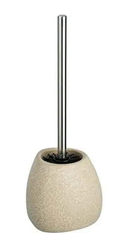 Produktbild: WENKO Keramik WC-Garnitur Mod. Pion hygienische Silikonbürste selbstreinigend in dreieckiger Form für Bad und Gäste-WC Maße 12,5 x 38,5 x 12 cm Farbe beige