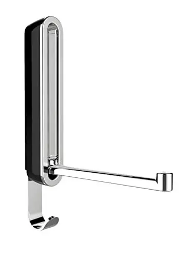 Produktbild: WENKO Klapphaken Premium Sigma, Klappbarer Wandhaken mit Abrutschsicherung, Metall/Kunststoff, 2,5 x 18 x 2,5 cm, Schwarz