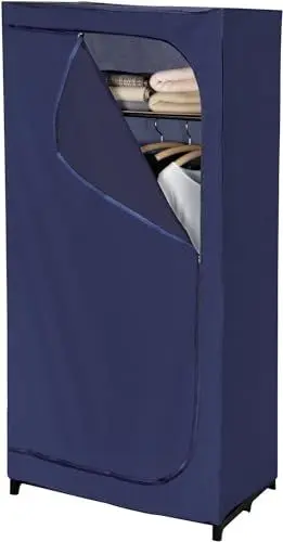 Produktbild: WENKO Kleiderschrank Business mit Ablage und Kleiderstange, Stoffschrank zur staubfreien Aufbewahrung von Textilien, Metallgestell und Stoff in strapazierfähiger Polyester-Qualität, 75 x 160 x 50 cm