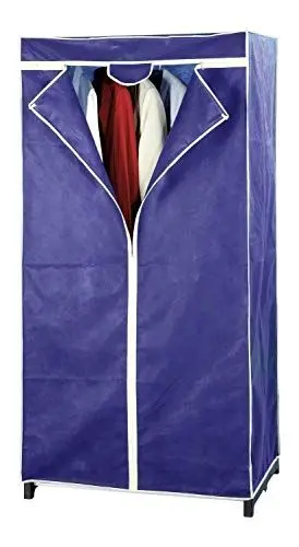 Produktbild: WENKO Kleiderschrank Air, praktischer Stoffschrank zur staubfreien Aufbewahrung von Textilien, stabiles Metallgestell, leichte Montage, atmungsaktives Vlies-Material, 75 x 150 x 50 cm, Navy