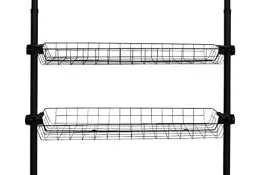 Produktbild: WENKO Korb Herkules, 2er Set Aufbewahrungskörbe in Draht-Optik aus stabilem Stahl inklusive Halterungen aus Kunststoff zur Erweiterung des Teleskop-Systems Herkules, (B x H x T): 94 x 8 x 38, Schwarz
