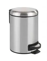 Produktbild: WENKO Kosmetik Treteimer Leman, 3 Liter, Bad-Mülleimer mit Anti-Fingerprint-Beschichtung, Beutelhalter, rostfreier Edelstahl, 17x25x22,5 cm, Edelstahl matt