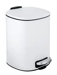 Produktbild: WENKO Kosmetik-Treteimer Mod. Alassio, Abfalleimer mit 5 Liter Volumen, hochwertiger Badezimmer-Mülleimer mit Easy-Close Absenkautomatik, aus lackiertem Stahl, 20,5 x 27 x 24,5 cm, Weiß