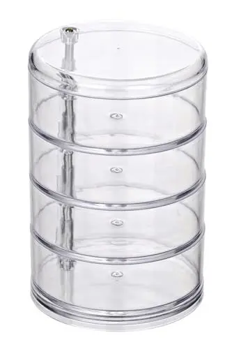 Produktbild: WENKO Kosmetik Organizer Tower, Aufbewahrung für Make-up und Haarschmuck, 4 Fächer, Acryl, Transparent