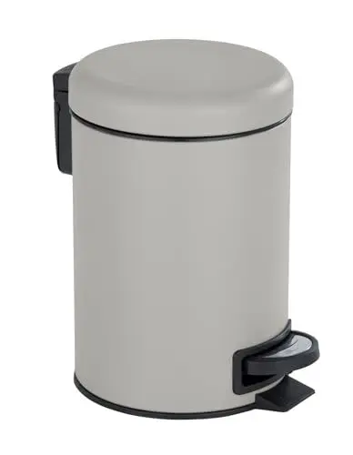 Produktbild: WENKO Treteimer Mod. Leman, 3 Liter, mit herausnehmbarem Einsatz, aus lackiertem Stahl, 17 x 25 x 22,5 cm, Taupe matt