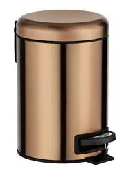 Produktbild: WENKO Kosmetik Treteimer Mod. Leman, 3 Liter, Bad-Mülleimer mit Anti-Fingerprint-Beschichtung, Beutelhalter, rostfreier Edelstahl, 17x25x22,5 cm, Kupfer-Metallic