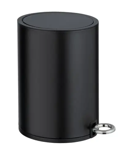 Produktbild: WENKO Kosmetikeimer Mod. Monza 3 Liter, Bad Treteimer mit Easy-Close Absenkautomatik, integrierter Müllbeutelhalter, Schwarz matt