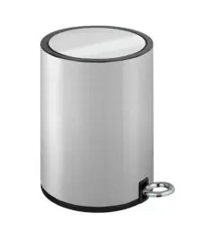Produktbild: WENKO Kosmetik Treteimer Monza Easy Close Edelstahl matt - Kosmetikeimer, Mülleimer mit Absenkautomatik, Anti-Fingerprint Fassungsvermögen: 3 l, Edelstahl rostfrei, 18.5 x 25.5 x 24.5 cm, Satiniert, 25.5 x 24.5 x 18.5 cm