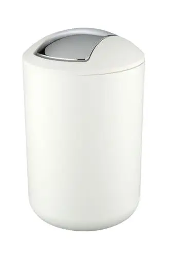 Produktbild: WENKO Kosmetikeimer Mod. Brasil L, 6,5 Liter Bad-Mülleimer mit Schwingdeckel, aus bruchsicherem Kunststoff, BPA-frei, Weiß