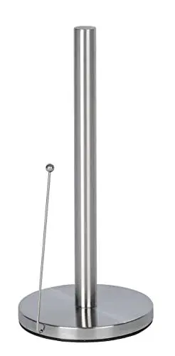 Produktbild: WENKO Küchenrollenhalter Mod. Clayton, Küchenhelfer, freistehender Halter für alle gängigen Küchenrollen ideal für die Küche, aus mattiertem, rostfreiem Edelstahl, Küchenzubehör misst Ø 15 x 33 cm