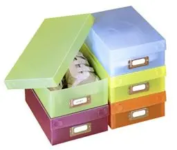 Produktbild: Maximex Multi-Boxen 5er Set, für Schuhe bis Größe 40, mit Beschriftungsfeld, ideal zum Stapeln im Kleiderschrank, nach Gebrauch platzsparend zusammenfaltbar, Maße (B x H x T): 30 x 9,5 x 18,5 cm