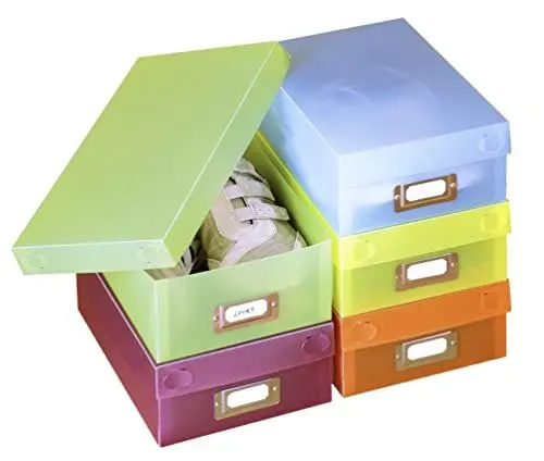 Produktbild: Maximex Multi-Boxen 5er Set, für Schuhe bis Größe 40, mit Beschriftungsfeld, ideal zum Stapeln im Kleiderschrank, nach Gebrauch platzsparend zusammenfaltbar, Maße (B x H x T): 30 x 9,5 x 18,5 cm