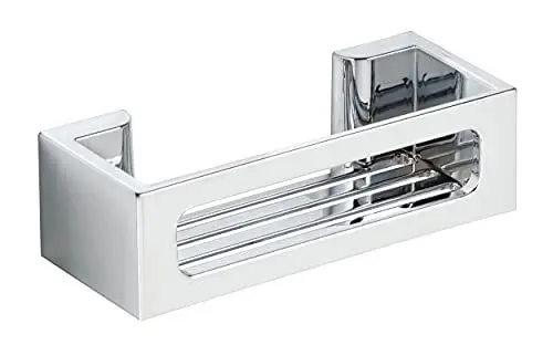 Produktbild: WENKO Power-Loc Wandablage Bralia Chrom, Badezimmer-Regal, befestigen ohne bohren Cesto cromo 8.5 x 12 x 30 cm
