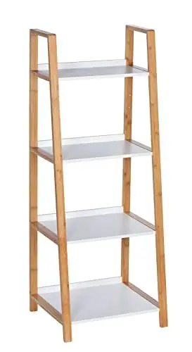 Produktbild: WENKO Regal Finja aus Bambus mit 4 Etagen - Badregal, Wohnregal, Bambus, 43 x 112 x 36 cm, Braun, 112 x 36 x 43 cm