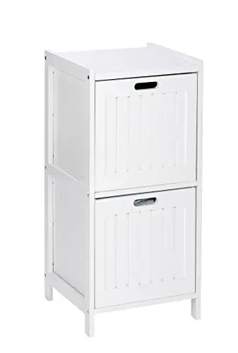 Produktbild: WENKO Regal Oslo 2 Schubladen, Echtholz - Badregal im Landhausstil, Holz, 36 x 76 x 36 cm, Weiß, 76 x 36 x 36 cm