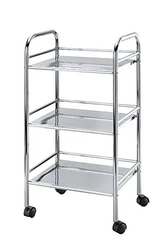 Produktbild: WENKO Rollwagen Exclusiv mit 3 Ablagen, rollbarer Küchenwagen aus verchromtem Stahl, 41 x 75 x 32 cm