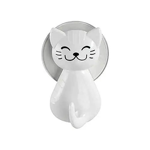 Produktbild: WENKO Saughaken Katze Weiß - 2er Set, Wandhaken, Kleiderhaken, Kunststoff (ABS), 6 x 9.5 x 5.5 cm, Weiß