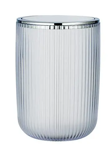 Produktbild: WENKO Schwingdeckeleimer Agropoli L Transparent, 5,5 Liter, Badezimmer-Mülleimer mit Deckel, Abfalleimer aus hochwertigem Kunststoff mit plastischer Formgebung und gefrosteter Oberfläche, Ø 19 x 27 cm